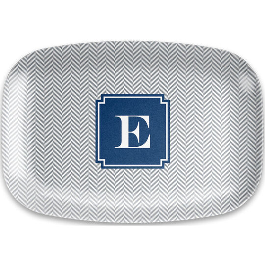 Gray Herringbone Melamine Platter